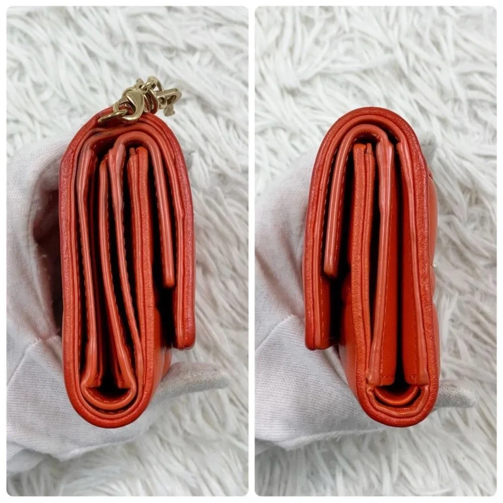 Dior Orange Quilted Wallet